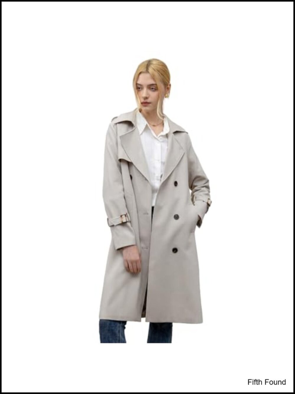 Women's Knee Length Double Breasted Belted Trench Coat